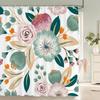Beautiful Flowers Shower Curtain Butterfly Birds Printed Bathroom Curtains Polyester Fabric Home Decor Bathtub Screen with Hooks
