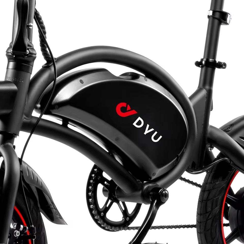 DYU D3F Folding Electric Bike, 250W Motor, 36V10Ah Battery, 14 inch Tires, Dual Disc Brake, Black