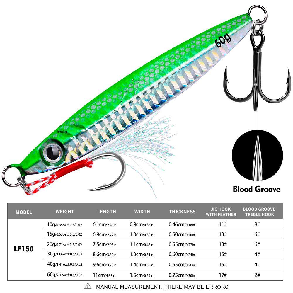 Bionic Metal Jig Bait for Boat and Sea Fishing - 10g To 60g Lead Fish Lures
