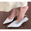 Fashion Summer New Style Popular Women Sandals Heel Ladies Shoes Pointed Toe Solid Female Women's Shoes Back Strap Slip On Heels