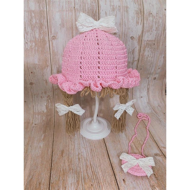 New hand knitted funny woolen hat long horn lace clown pullover hat