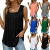 Summer Women's T-shirt Solid Color Comfortable Casual Pleated Square Neck Sleeveless Dovetail Vest T-shirt