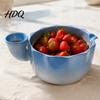 Decoratieve Keramische Serveerschaal Berry met Afvoergaatje Zelfspoelende Zeefschaal voor Druiven Vergiet Groente Fruit Wassen En Voedselbereiding