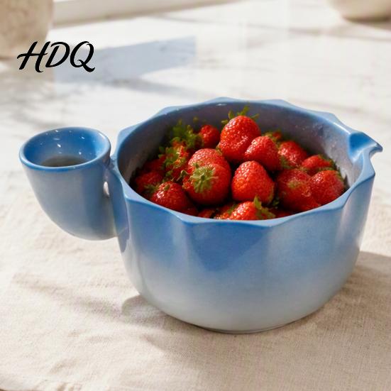 Decoratieve Keramische Serveerschaal Berry met Afvoergaatje Zelfspoelende Zeefschaal voor Druiven Vergiet Groente Fruit Wassen En Voedselbereiding