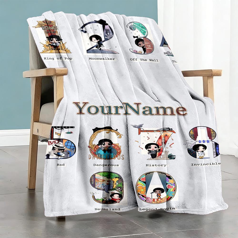 Michael Jackson 176 Customize Text Blanket Cozy Personalized Blanket Comfortable Suitable for Couch Sofa Picnics Home Decor All-Season Use