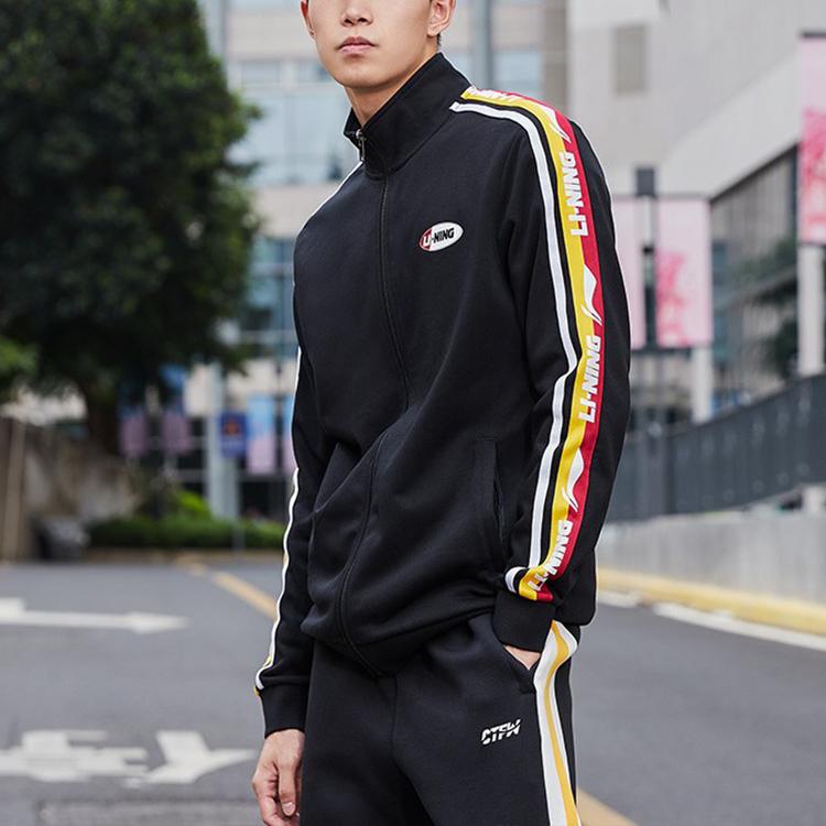 Li Ning Stand Collar Full Zip Casual Sports Jacket Unisex Jacket Standard-Black AWDQ368-12