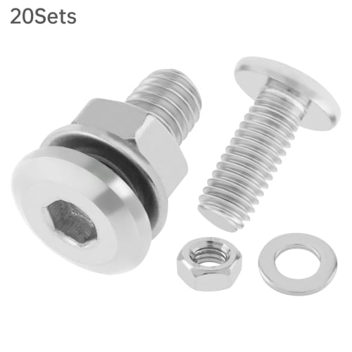 Smgda 20-Pack M6 X 15mm Flat Head Socket Cap Screws, Flat Head Bolts with Nuts, Washers, and Allen Wrench, 304 Stainless Steel Bright Finish Hex Socke