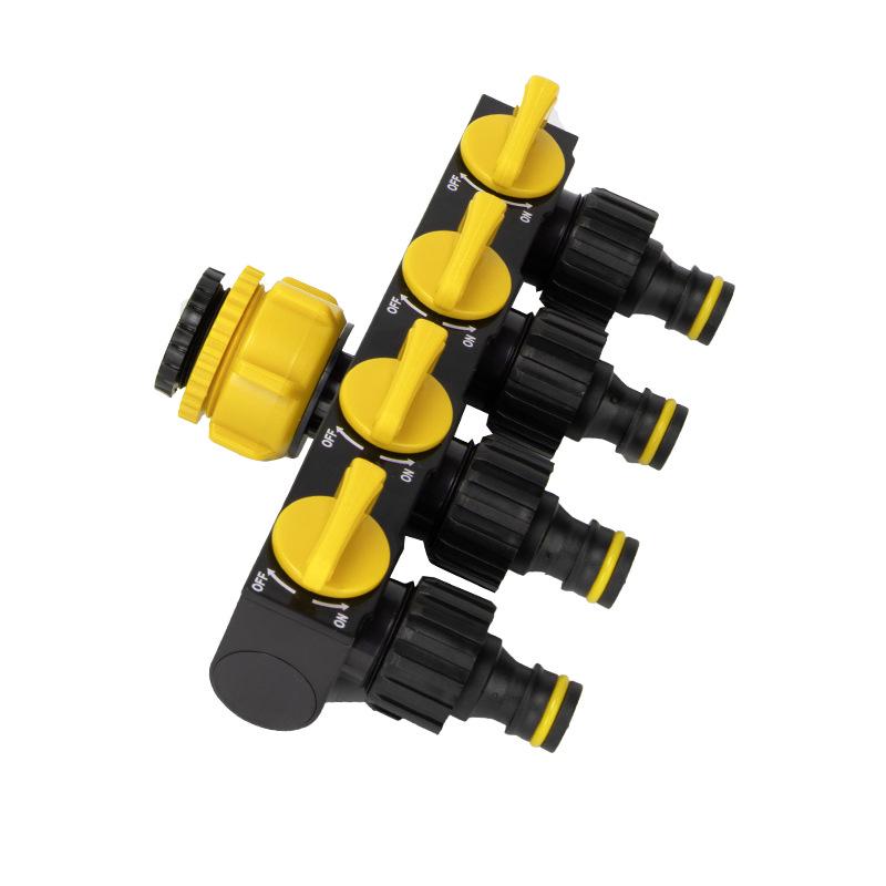 Five-Way Faucet Water Diverter Splitter with Ball Valve Switch (1" X 4 Points)