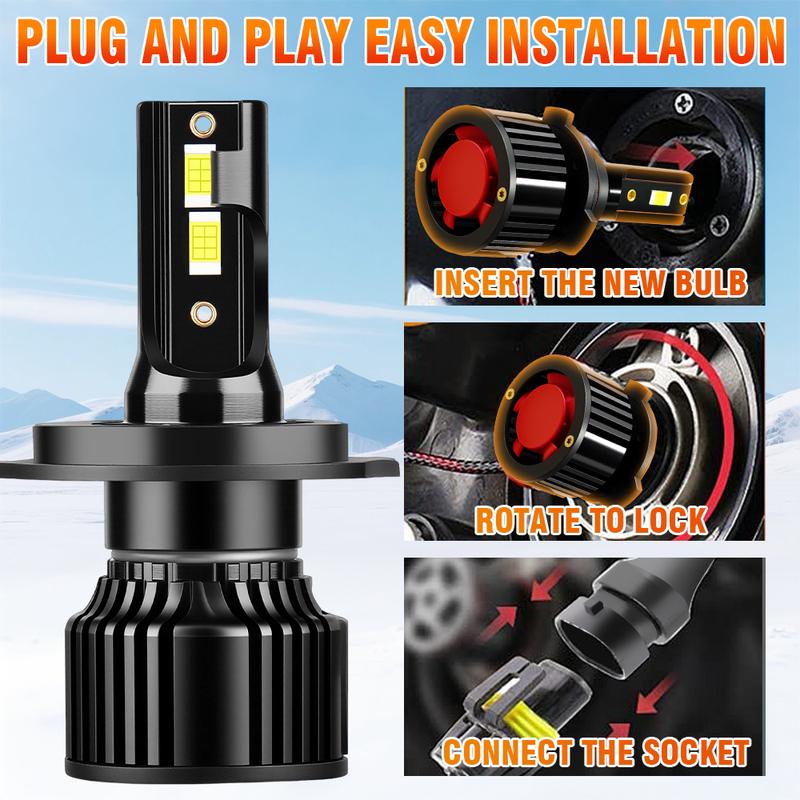 2PCS H4 LED Car Headlight Bulbs 200W Super Bright Canbus Led for Car Headlamp CSP 3570 With Cooling Fan Auto Light 6500K White