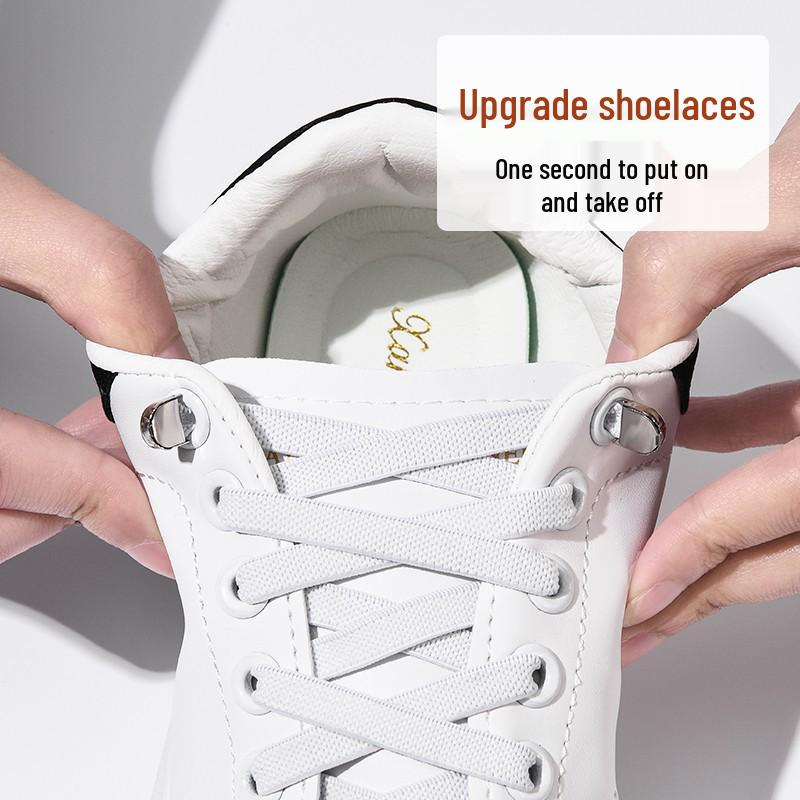 Elastic No-Tie Shoelace Buckle - White Flat for Men, Women, Kids