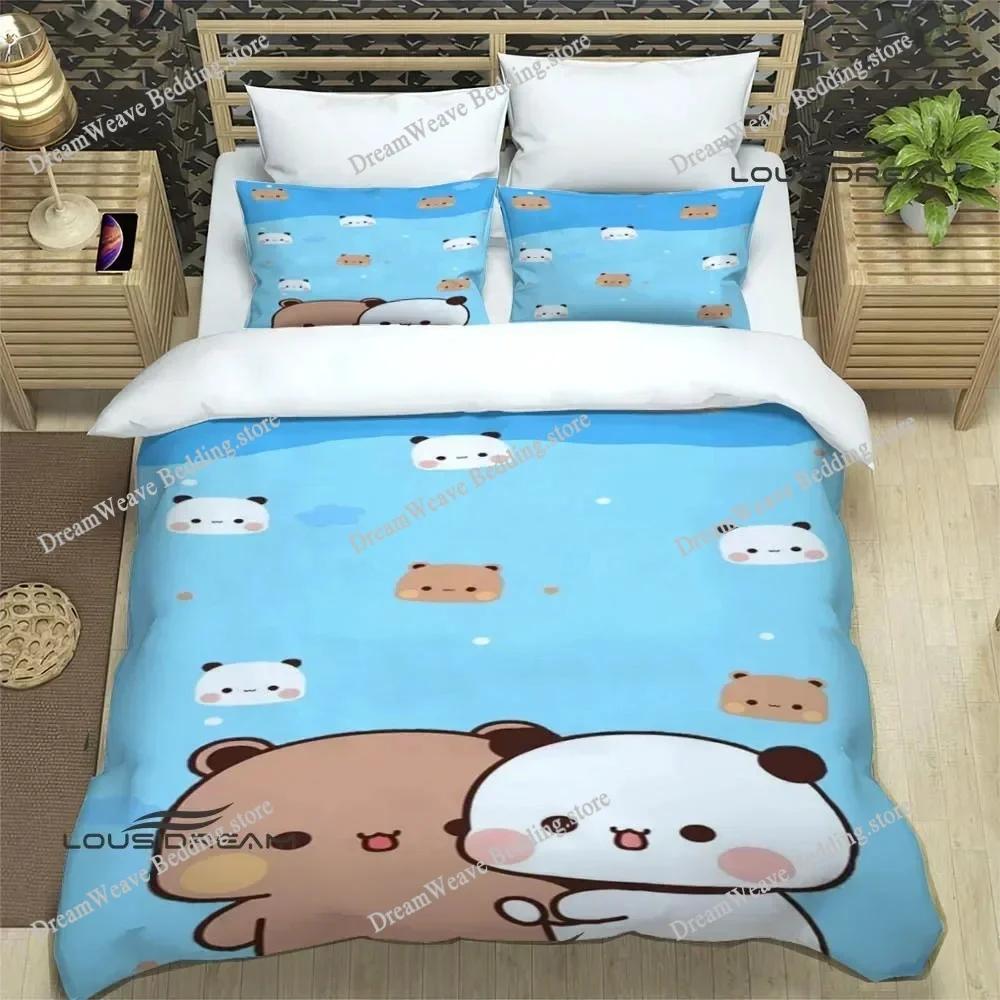 Cute Cartoon Bear Printed Bedding Sets Exquisite Bed Supplies Set Duvet Cover Bed Comforter Set Bedding Set Luxury Birthday Gift