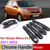 For Nissan Micra March K13 2011 2012 2013 2014 2015 2016 Carbon Fiber Door Handle Cover Protective Exterior Stickers Accessories