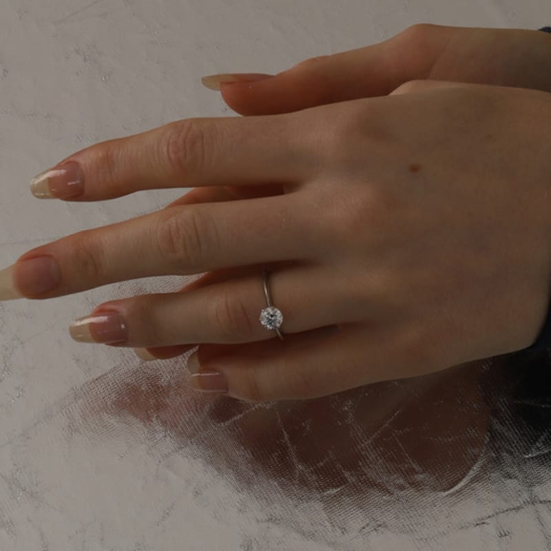 ozel [Custom Made] Silver925 Moissanite 0.8CT 6 Prong Setting Ring PS091R