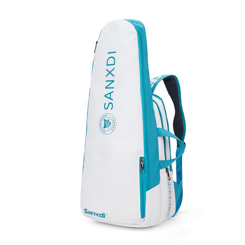 White Tennis & Badminton Backpack for 3 Rackets - Unisex Outdoor Sports Bag