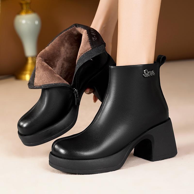 Fashion AIYUQI Women's Ankle Boots Genuine Leather 2025 New Natural Wool Warm Women's Winter Boots Platform Fashion Women's Ankle Boots