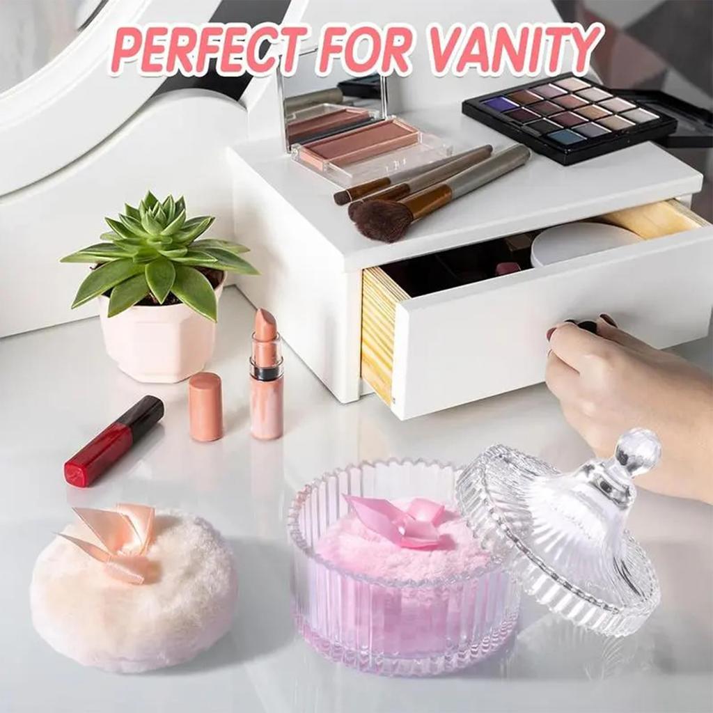 Body Powder Puff And Container,Dusting Powder Jar With Makeup Puff,Large Dusting Powder For Women Body Puff