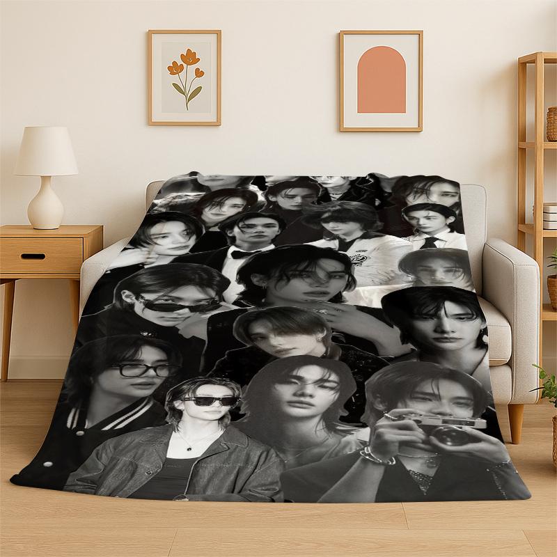 Fashion Kpop Hyunjin Stray Kids Soft Flannel Throw Blanket,Cozy Blanket for Bed,Couch,Sofa,Bedroom,Living Room,Picnic Camping