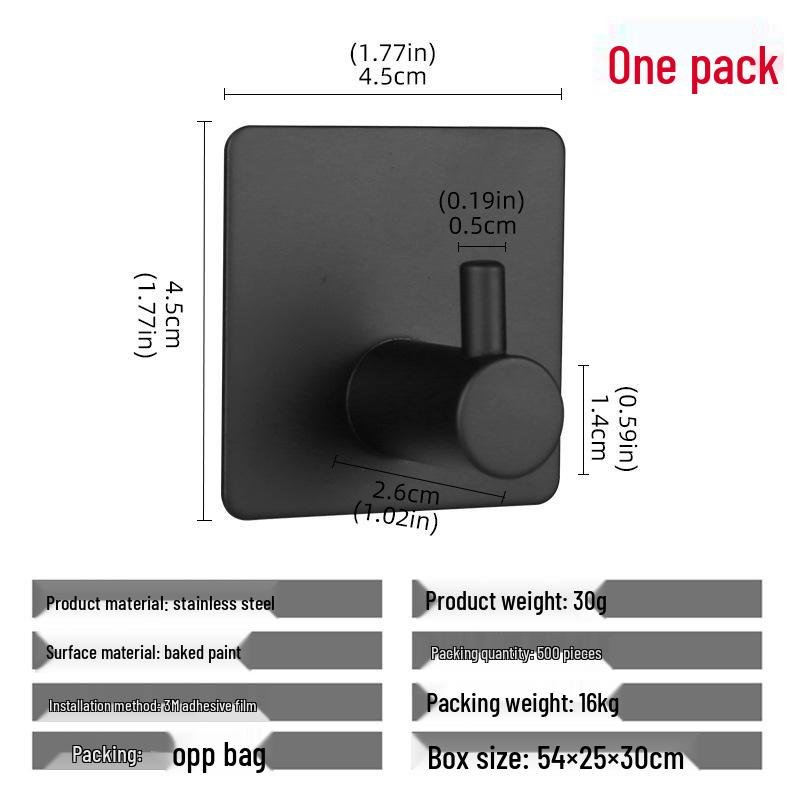 304 Stainless Steel Adhesive Clothes Hook - Punch-Free, Strong Hold, Behind-Door Mount