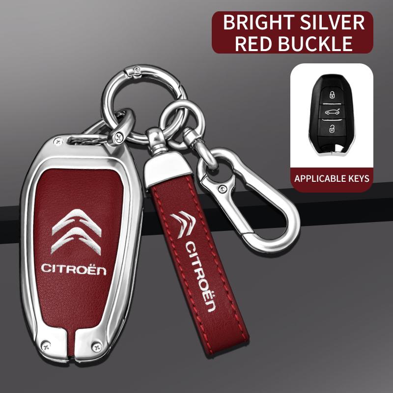Metalen Lederen Auto Afstandsbediening Sleutelhoes Cover Sleutel Beschermer Fob Voor Citroen C1 C2 C4 C6 C3-XR Picasso Grand DS3 DS5 Auto Accessoires