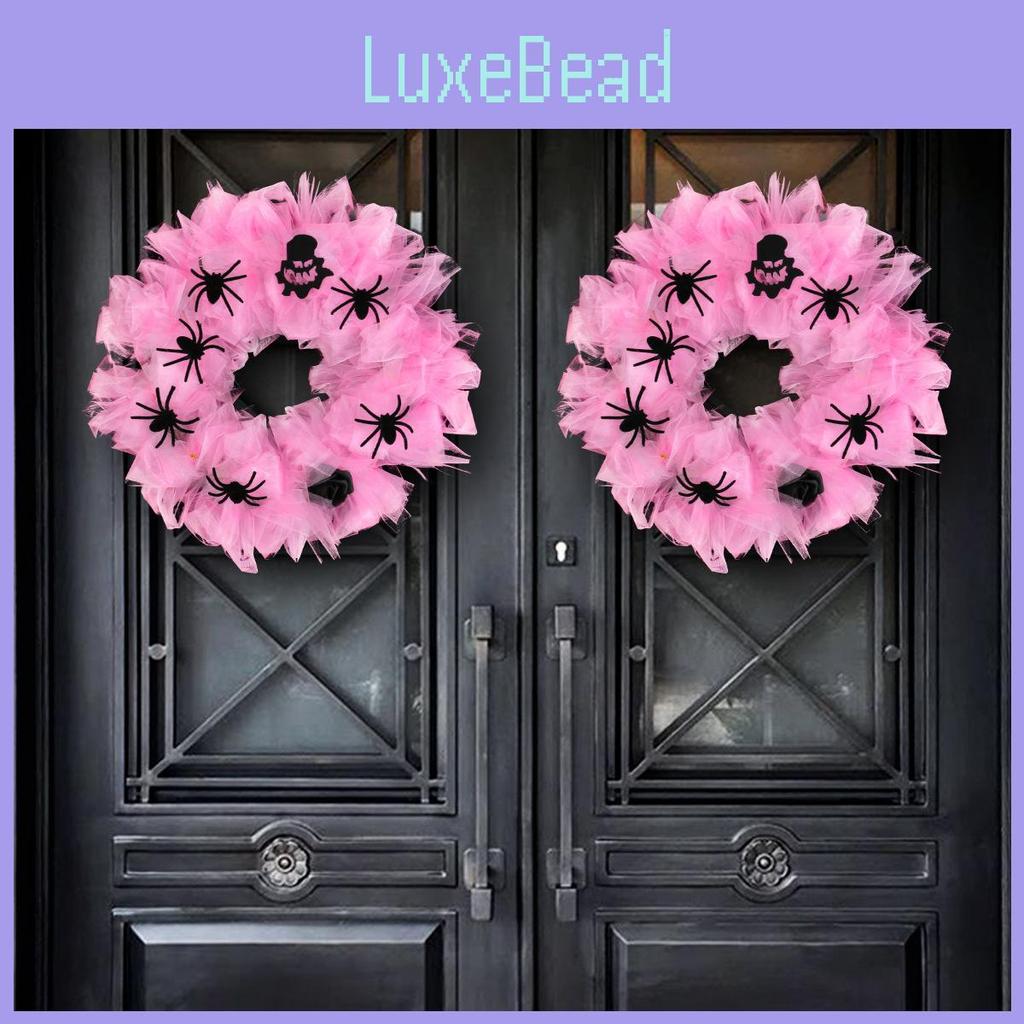 Halloween Pink Spider Wreath Door Hanging Ornament For Party Decor Venue Setup