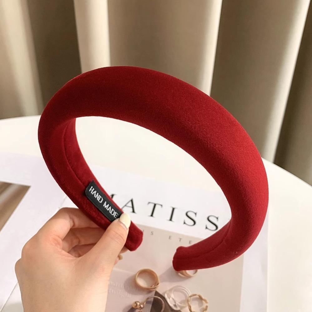 Solid Color Velvet Headbands Sponge Padded Thick Hair Hoop Bands Fashion Hair Hoop  Girls