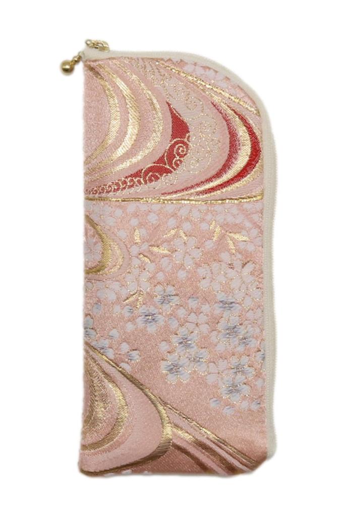 Eyeglass Made in Japanese Gold Eyeglass Accessory Pen Cosmetic Gift Cherry [Candy COLORS] Nishijin-ori Case, Japan, Pattern, Brocade, Slim, Case,