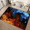 Red and Blue Flame Pattern Carpet, Modern Fire Design Home Decor Rug Suitable for Use As an Anti-slip for Living Room Bedroom Sofas