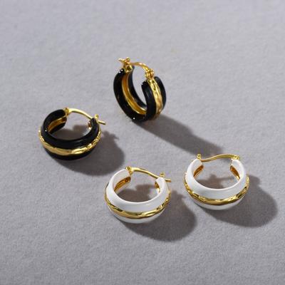 Spring Fashion High-End Drip Glaze Design Hammer Texture C-Shaped Ear Buckle Personality Temperament Versatile Earrings Women