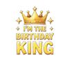 Schwarzes T-Shirt Ich bin der Geburtstagskönig Krone und Sterne Druck für Geburtstagsfeier
