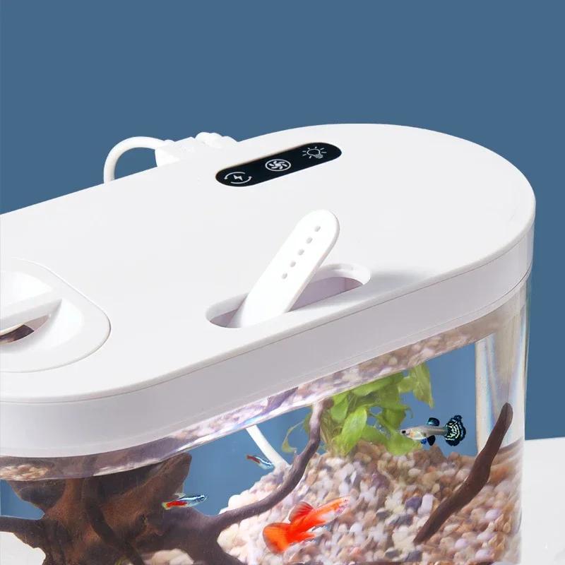 USB Mini Desktop Aquarium Built-in Water Pump / LED Light / Filter Self Circulation and Self Circulation Goldfish Tank