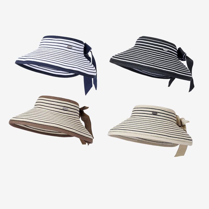 Striped Empty Top Hat Women's Summer Breathable Sun Protection Sun Hat Outdoor Foldable Sun Hat