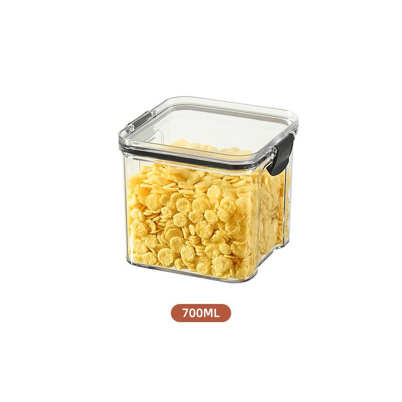 Transparent Airtight Food Grade Storage Jar: Moisture-Proof, Square/Rectangular Kitchen Container for Grains and Chinese Medicine