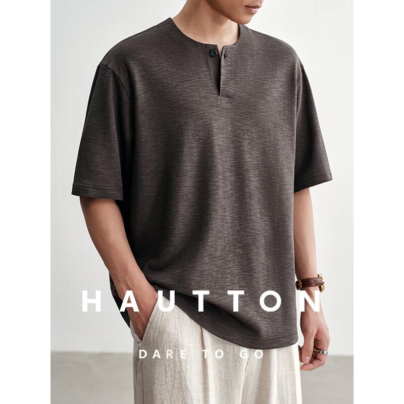 HAUT TON Men s Cotton-Feel Henley Short-Sleeve T-Shirt 3XL