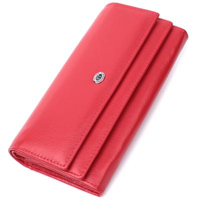 Portefeuille femme spacieux à deux rabats en cuir véritable ST Leather 22695 Rouge