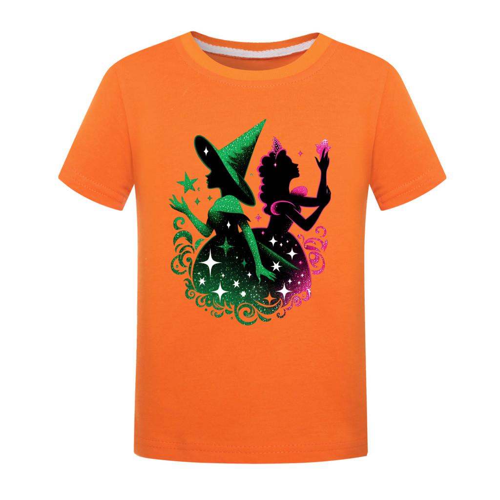 Kinder Mädchen Hexenprint Lässiges Kurzarm T-Shirt