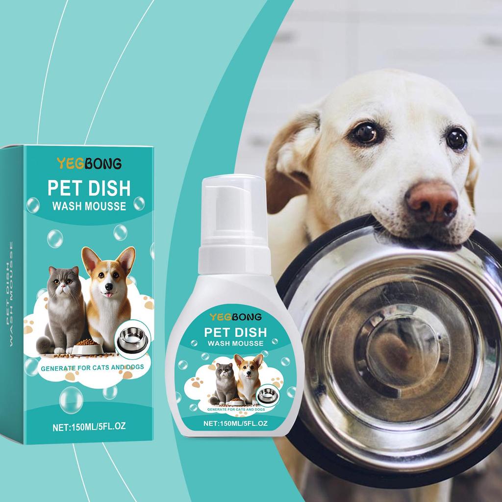 YEGBONG Pet Bowl Cleaning Mousse for Cat and Dog Tableware - Removes Mucus and Saliva