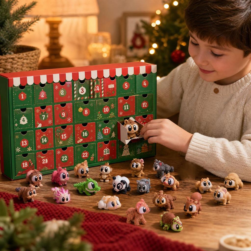 -Day Advent Calendar with 3D Printed Articulated Forest Animal Figures for Kids Surprise Toy Gift Set