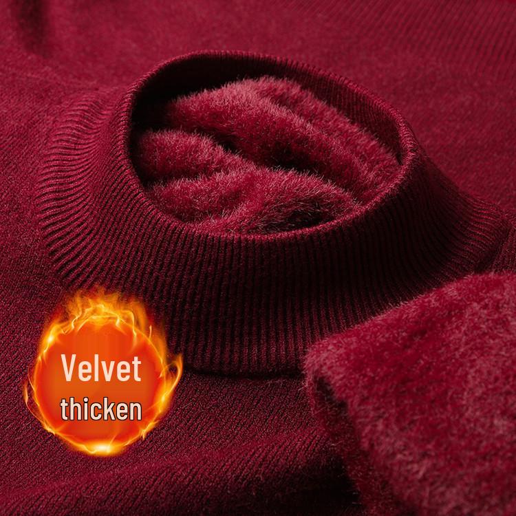Men's Winter Velvet Pullover Sweater - Anti-Cold, Thick, Half-High Collar, Luxurious, Warm to -15°C
