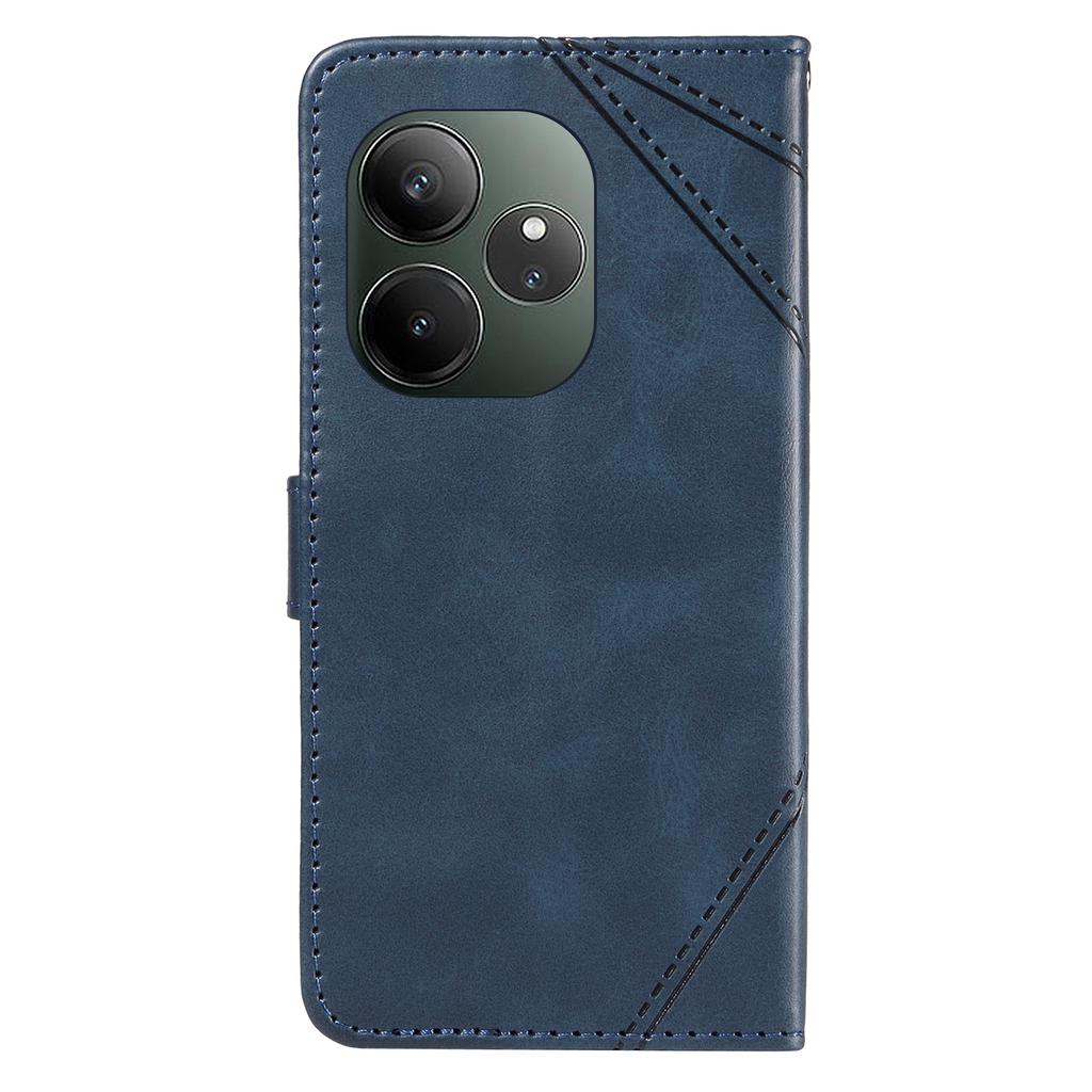 For Realme GT 6 5G Case Leather Geometric Line Phone Cover Card Holder Magnetic Clasp
