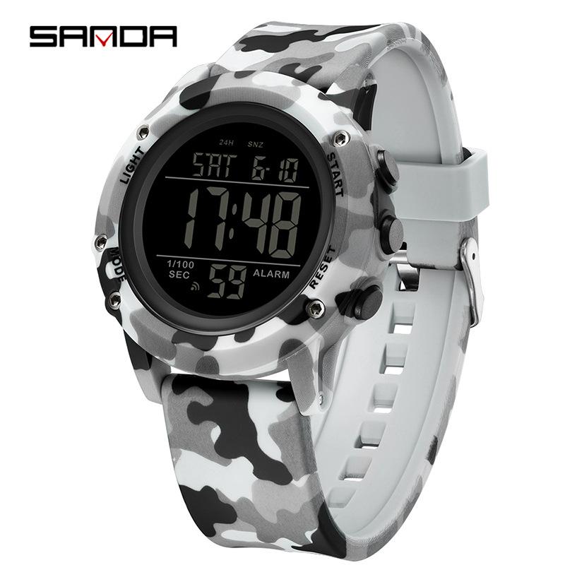Sanda Luminous Camouflage Sports Wristwatch - Digital Multifunction Student Watch