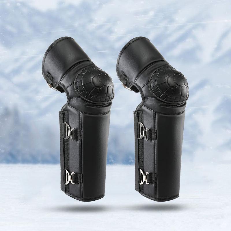 Unisex Winter Electric Motorcycle Knee Pads: Cold-Proof, Waterproof, Windproof, Thickened Fleece-Lined Leg Warmers for Riding