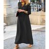 IHUASU Fashion Autumn Winter Solid Color Print Long Sleeve V-Neck Casual Dresses International design