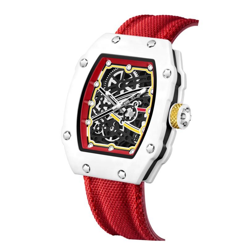 In Stock RM 6702 Slim Barrel Montre Homme Colorful Band Hollow 37.5mm Skeleton Dial Waterproof Sport Casual Quartz Wristwatch