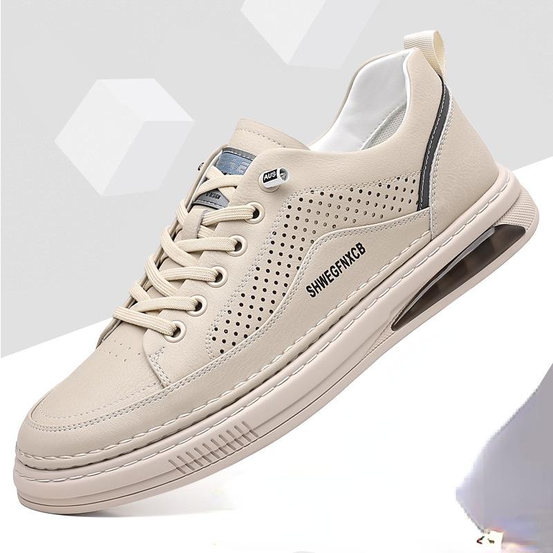 Fashion 2024 Fashion Hollow Slip-on Men's Small White Shoes Spring Autumn Designer New Flat Hand-stitched Casual Leather Men's Shoes