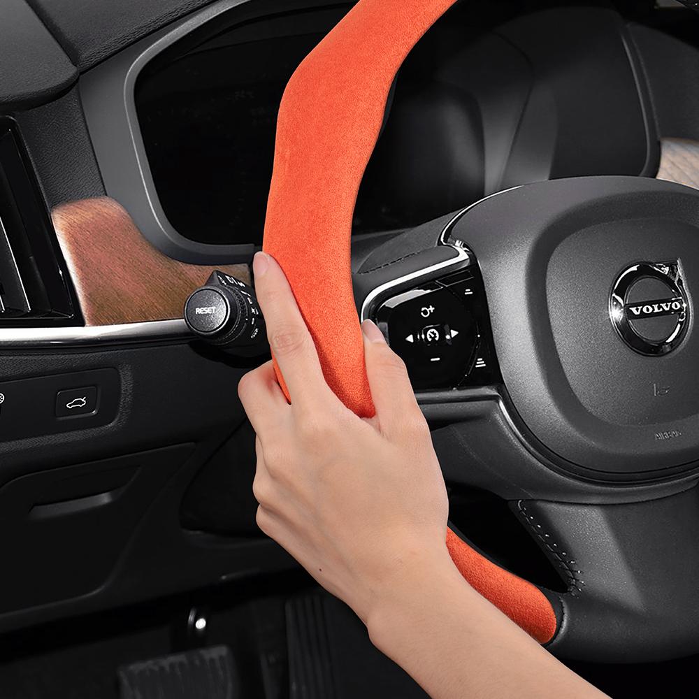 Suitable for Volvo Premium Suede Snap-On Steering Wheel Cover Anti-Slip Durable Xc60 Xc40 Xc90 S90 V60 S60 C40 Recharge V90 Cc Excellence V40 V70