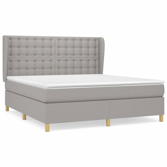 VidaXL Lit à sommier tapissier avec matelas Gris clair 180x200cm Tissu - Modèle 3128861