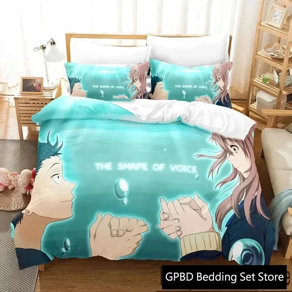 Luxus Neu 3D Druck Anime A Silent Voice Bettwäscheset Jungen Mädchen Twin Queen King Size Bettbezug Kissenbezug Bett Jungen Erwachsene