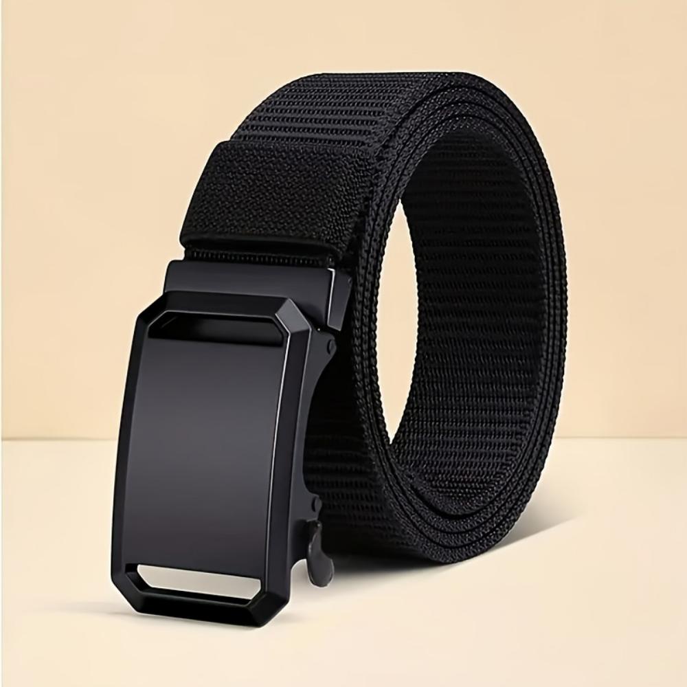 Men's Fashion Canvas Belt with Automatic Buckle - Perfect for Jeans, Outdoor Leisure and Sports Training, Black Valentine's Day