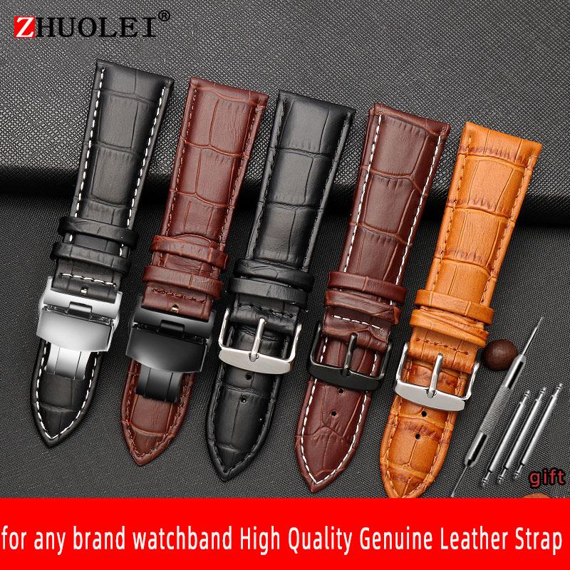 Correa de reloj 23 mm 24 mm 26 mm 28 mm de ancho grande Negro marrón Para hombre Cocodrilo Piel Genuina Correa de reloj Banda pulseras envío gratis