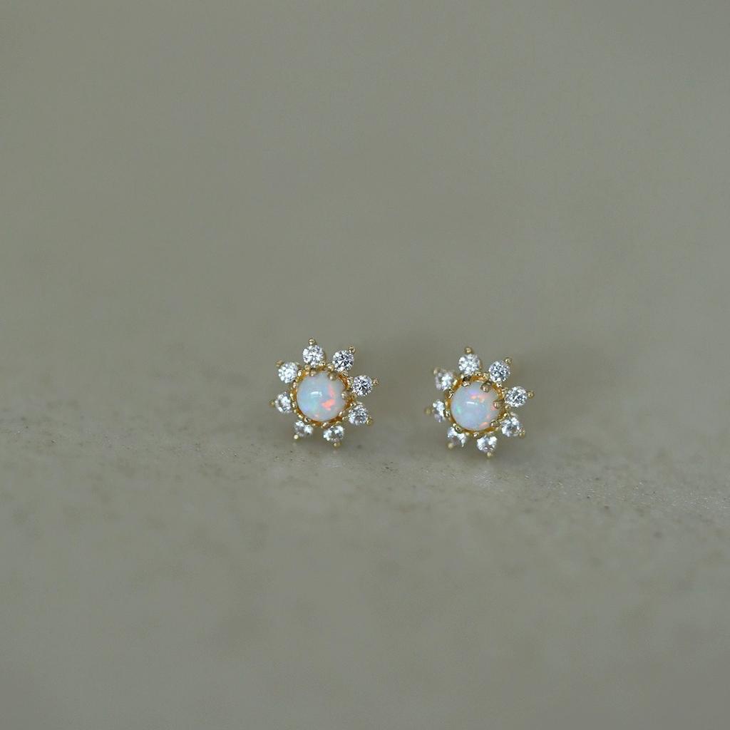 925 Sterling Silver Plating 14K Gold Imitation Opal Stone Zircon Geometric Earrings for Women Fashion High-quality Jewelry Gifts